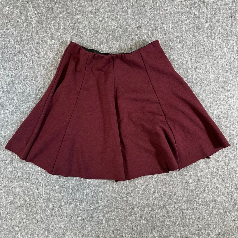 Brandy Melville Skirt Womens S Skater Burgundy Elastic Waist Cotton Blend Italy